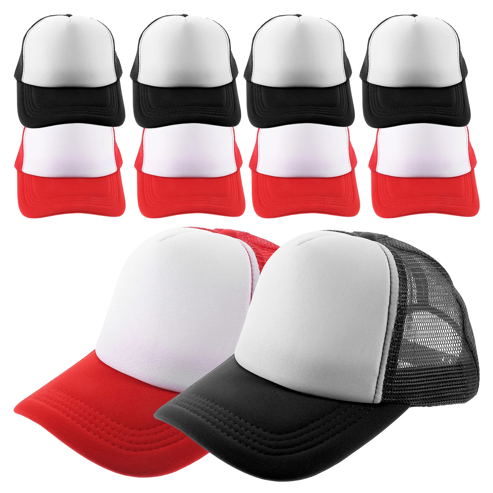 10 Buah Topi Bisbol Kosong Sublimasi DIY Desain Jaring Topi Ringan Bernapas untuk Tenis Mendaki Berkemah Memancing