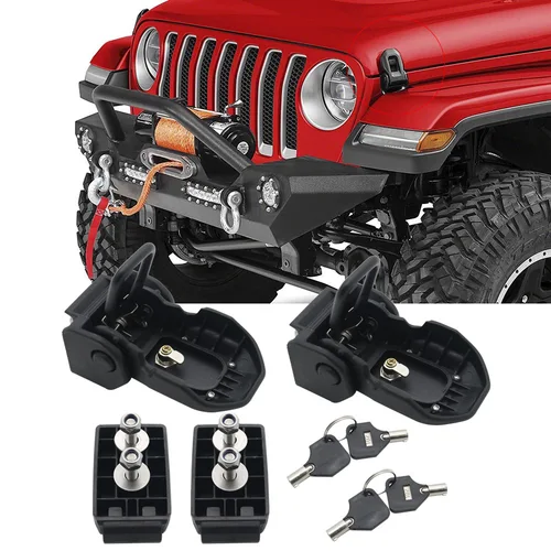 Imagen 1 del producto 1 Juego de pestillos de capó de motor, Kits de capturas de bloqueo para Jeep Wrangler JK 2007-2017 Wrangler JL Unlimited 2018-lateral, accesorios de Metal para coche