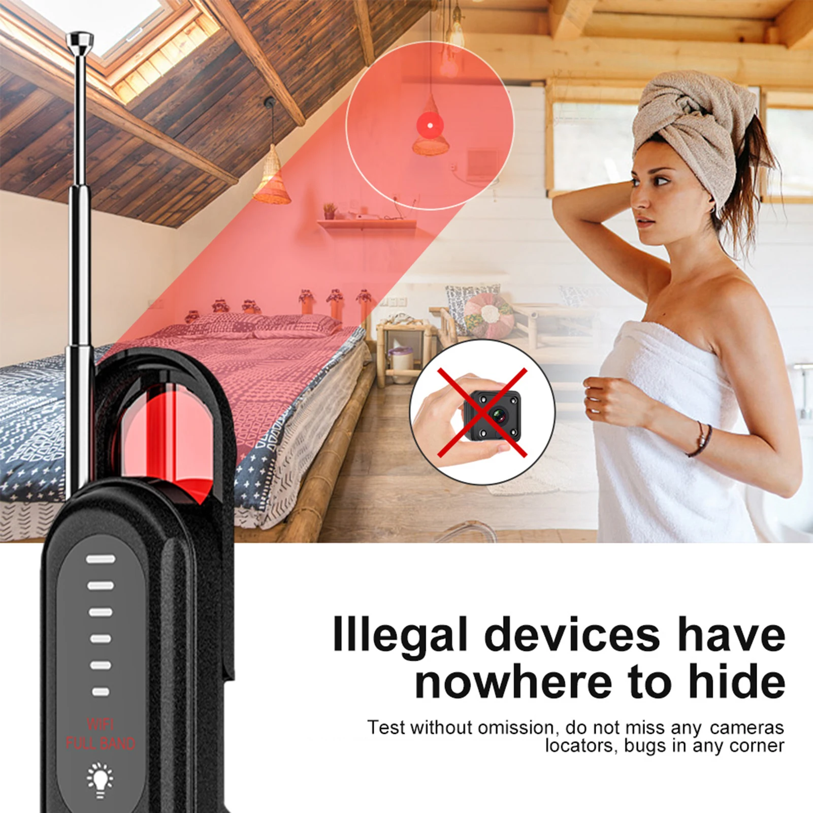

Multifunctional Detector GPS Precise Detection Led 360° Omnidirectional Camera Detection Type-c Protect Your Privacy