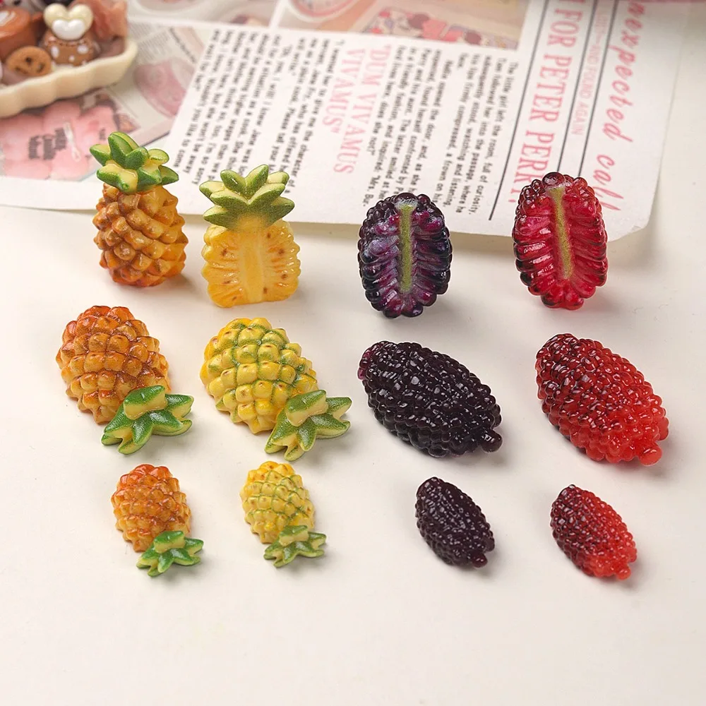 10pcs Mini Kawaii Cute Pineapple Flat Back Cabochons Scrapbook Diy  Party Hairpin Accessories Home Decoration Craft