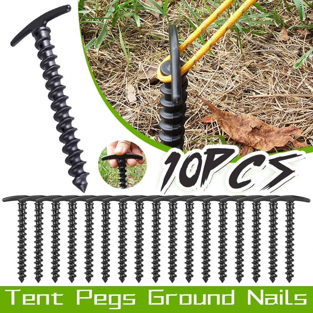 10 teile/paket Outdoor Zelt Boden Nägel Set Stakes Pegging Boden Nägel Peg Schraube Anker Winddicht Für Outdoor Camper Zubehör