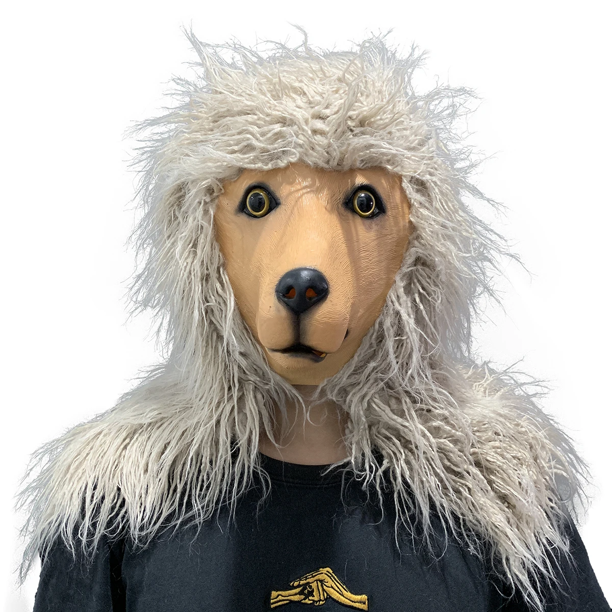 Long-Haired Dog Latex Mask Realistic Halloween Costume for Cosplay and Party