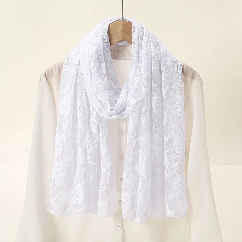 Lace Rose Scarf Long Towel Muslim Hijab Shawls Women Long Wraps Travel Summer Sunscreen Uv Rays Cape Ladies Elegant Turban image 3