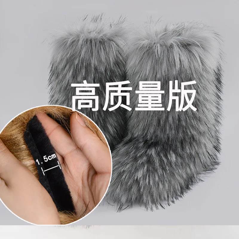 High Quality Fur Boots For Women 2024 Winter Plus Size Y2k Imitation Raccoon Dog Imitation Fur Snow Boots