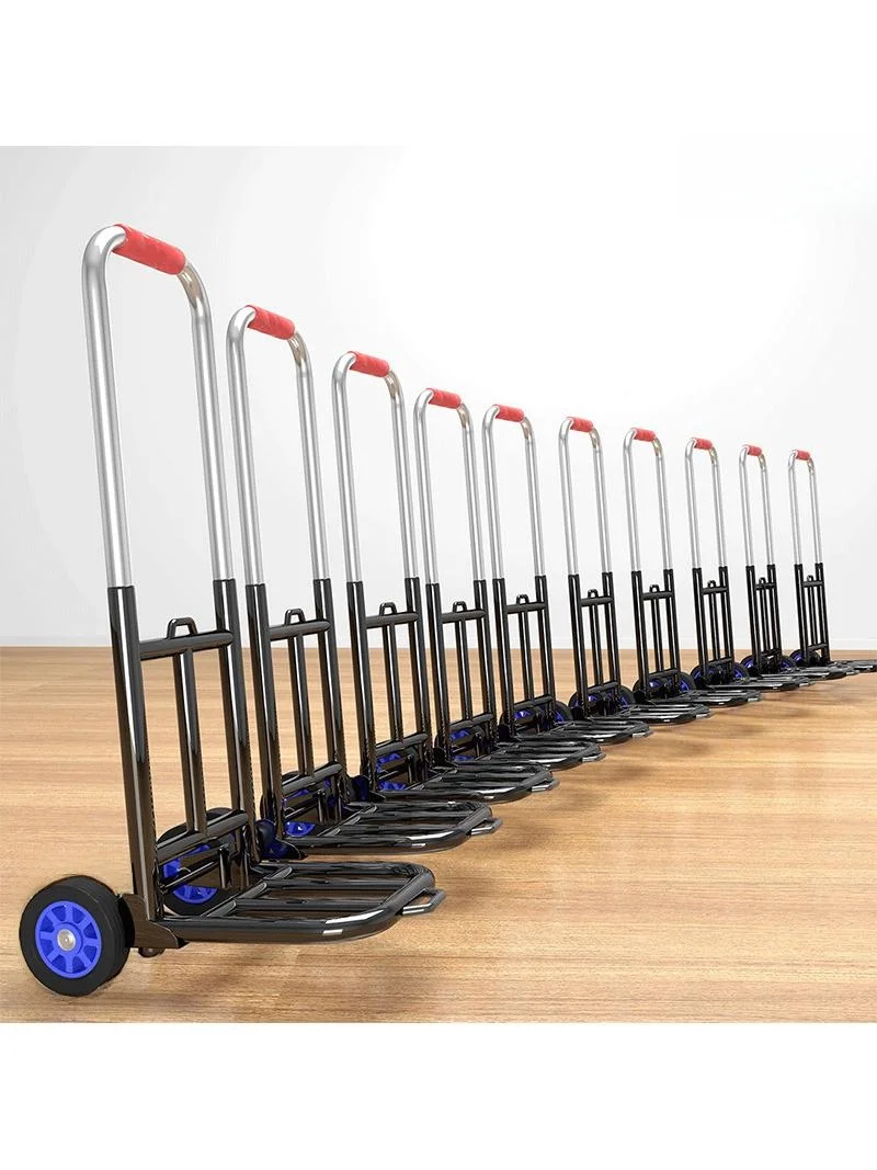 hand-pulled-shopping-cart-portable-goods-mover-hand-pushable-cargo-trailer-retractable-handle-double-wheel-iron-material