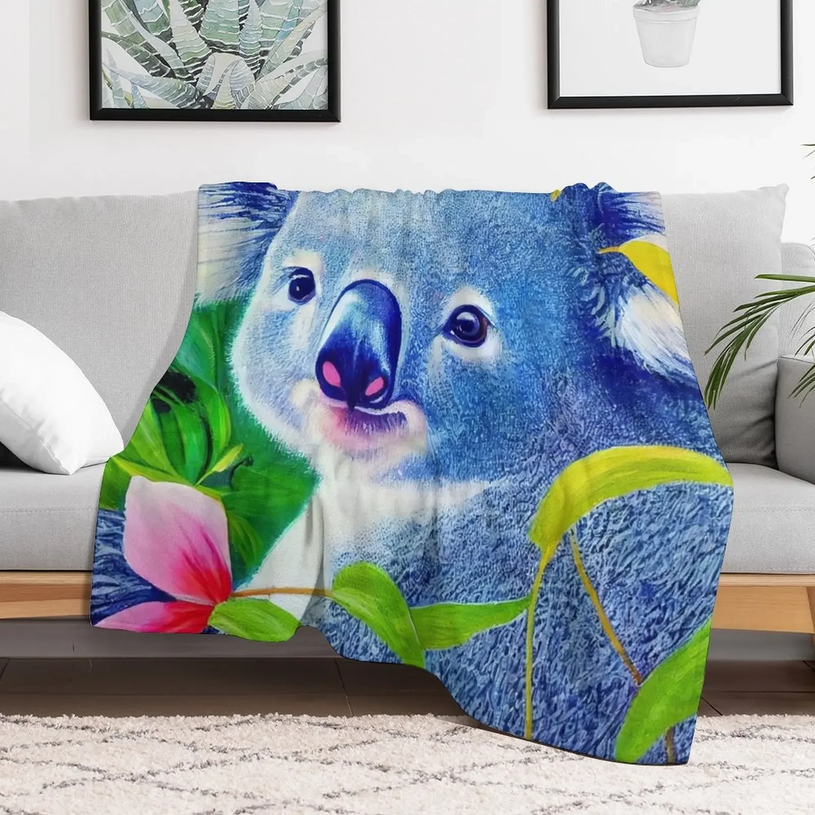 Cute Koala Painting Throw Blanket Thin Soft Blanket for Summer Night Sleeping