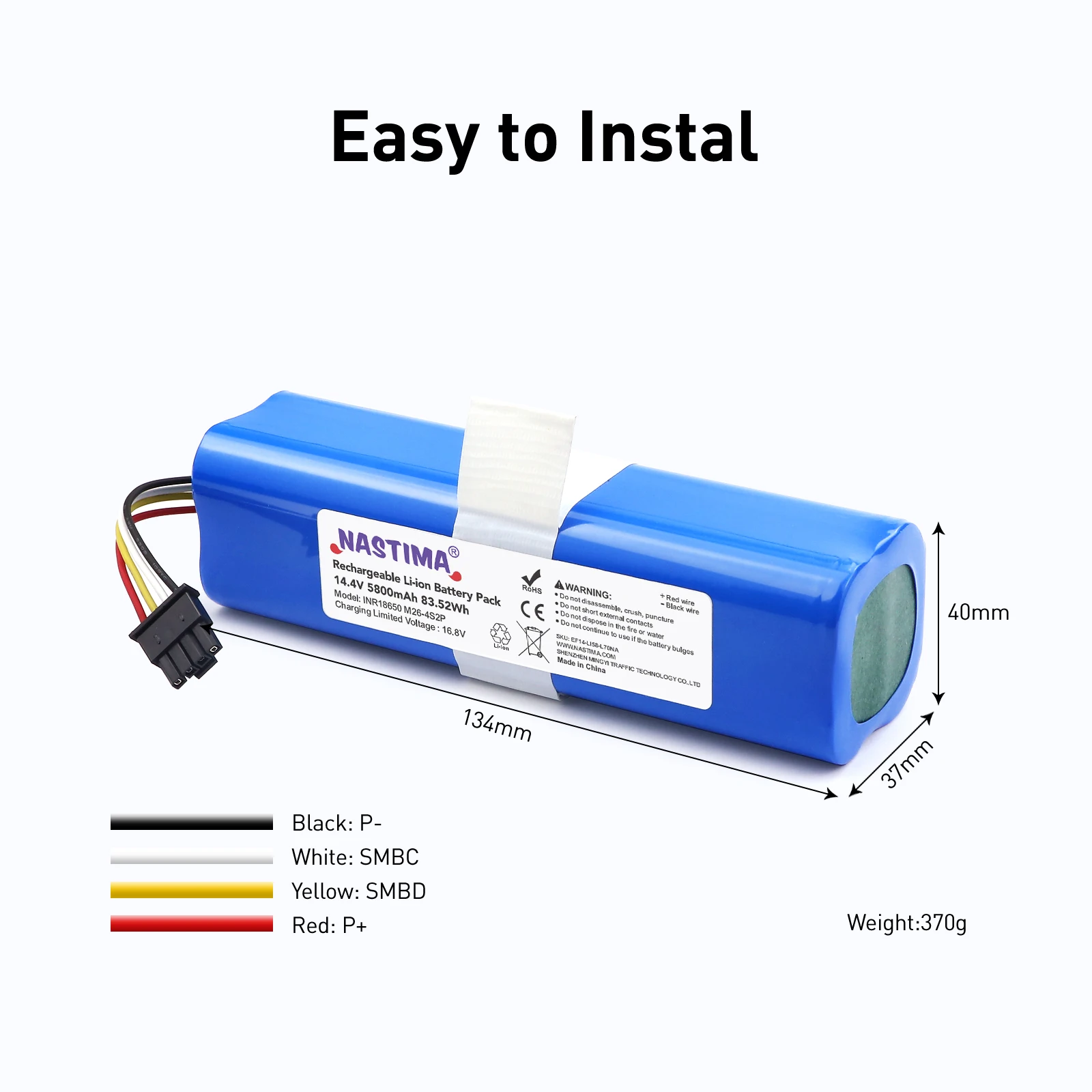 NASTIMA 14.4V 5800mAh Li-ion Battery For Eufy Robovac L70 Hybrid T2190 T2190G21 Part Number INR18650 M26-4S2P Vacuum Cleaner