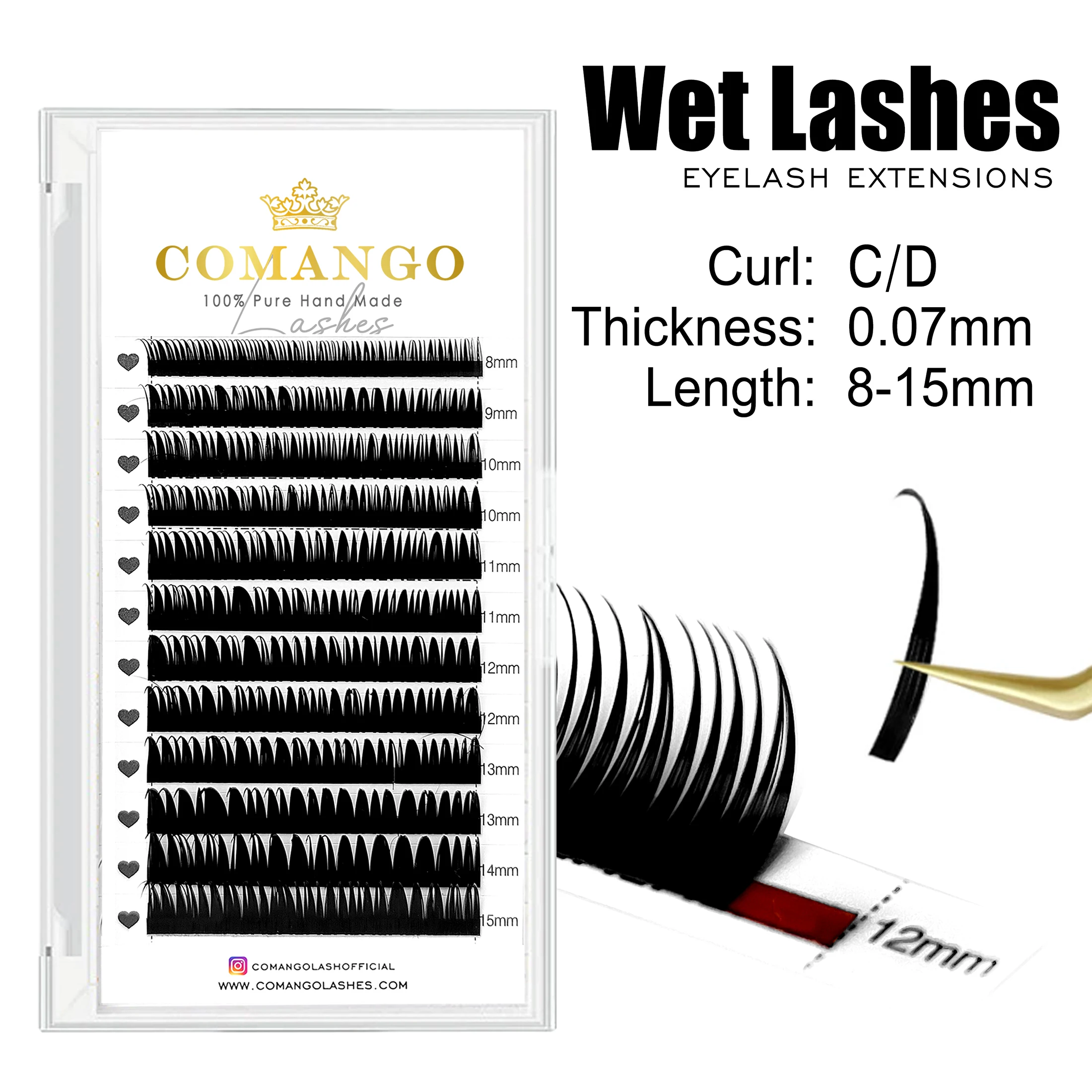 CoMango Wet Lashes Flat Root Easy Grafting Cosplay Anime Manga Eyelashes Extension Soft Natural Beauty Makeup Supplies