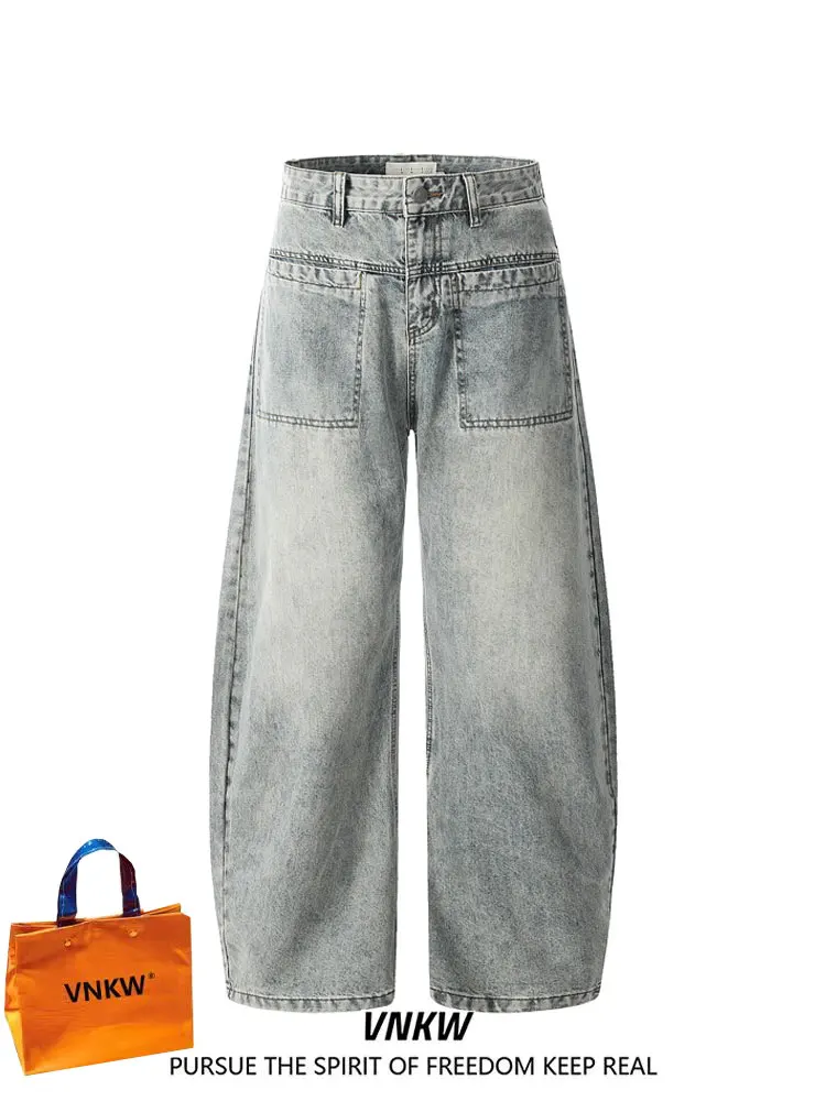 

Винтажные американские джинсовые джинсы Waed, мужские свободные ножи для пар, прямые штаны длиной до пола, повседневная модная рабочая одежда