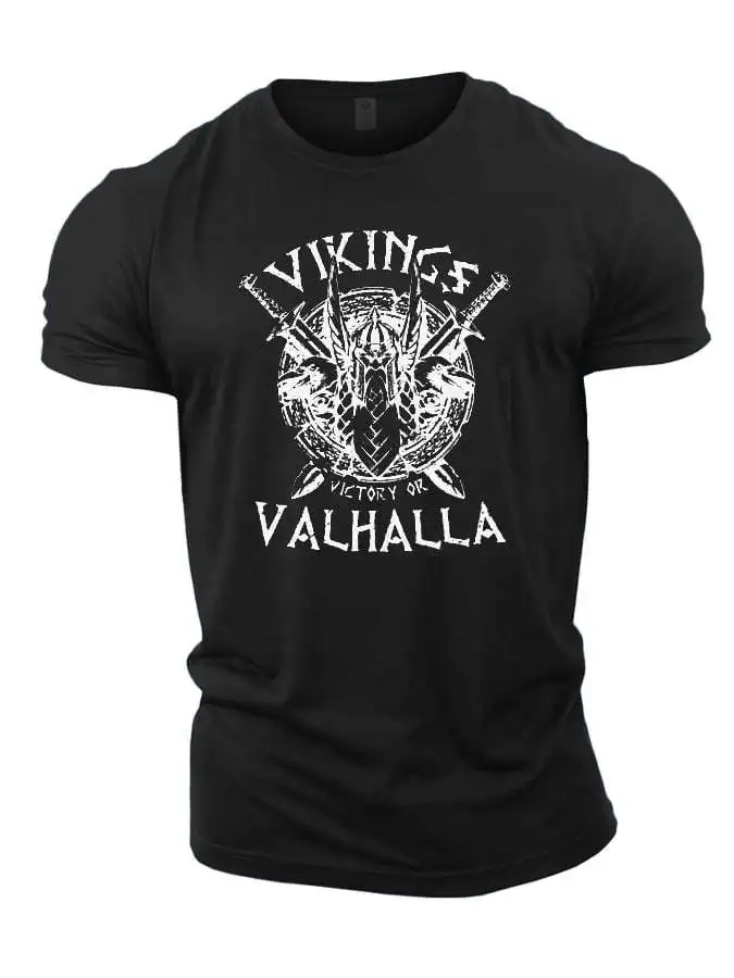 Summer New Valhalla Print T-shirt 3D Men\'s Fitness Sport Tough Guy Style Tee Shirt Fashion Gymtier High Quality Short Sleeve Top