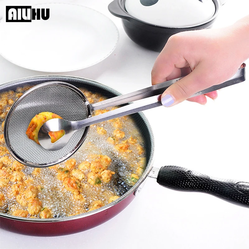 Kitchen Accessories Multifunction Stainless Steel Sieve Filter Spoon Fried Food Oil Strainer Clip Handheld Cooking Tools Gadgets