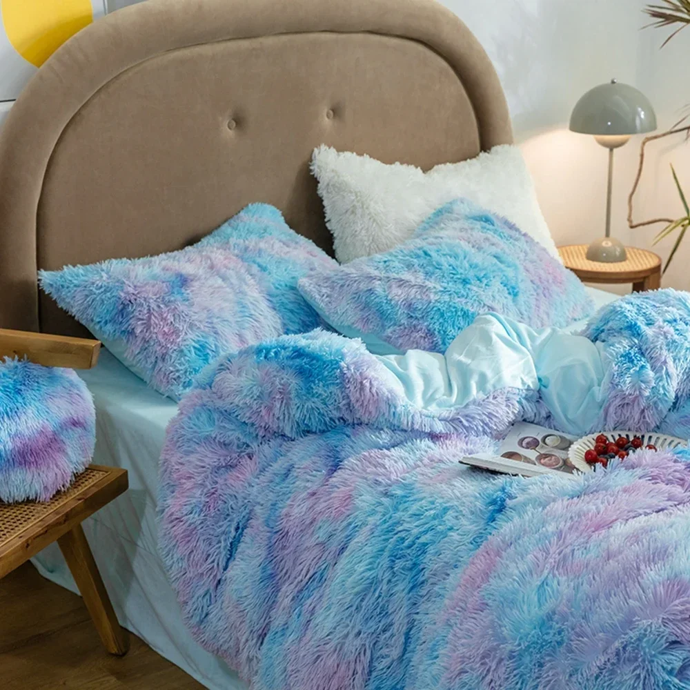 Winter Super Warm Bed Plush Romantic Princess Mink Velvet Fluffy Bed Duvet Cover 220x240 Wash bedding Home Textiles King Size