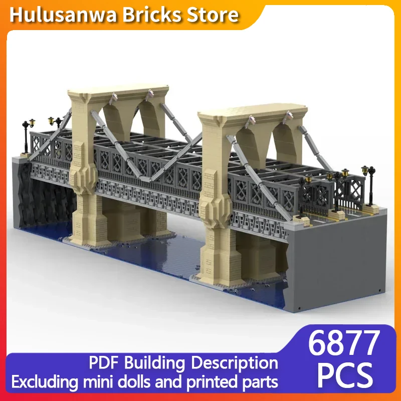 City Street View Model MOC Building Bricks The New York Bridge Modular Technology Gifts Holiday Assemble Children Toys Suit