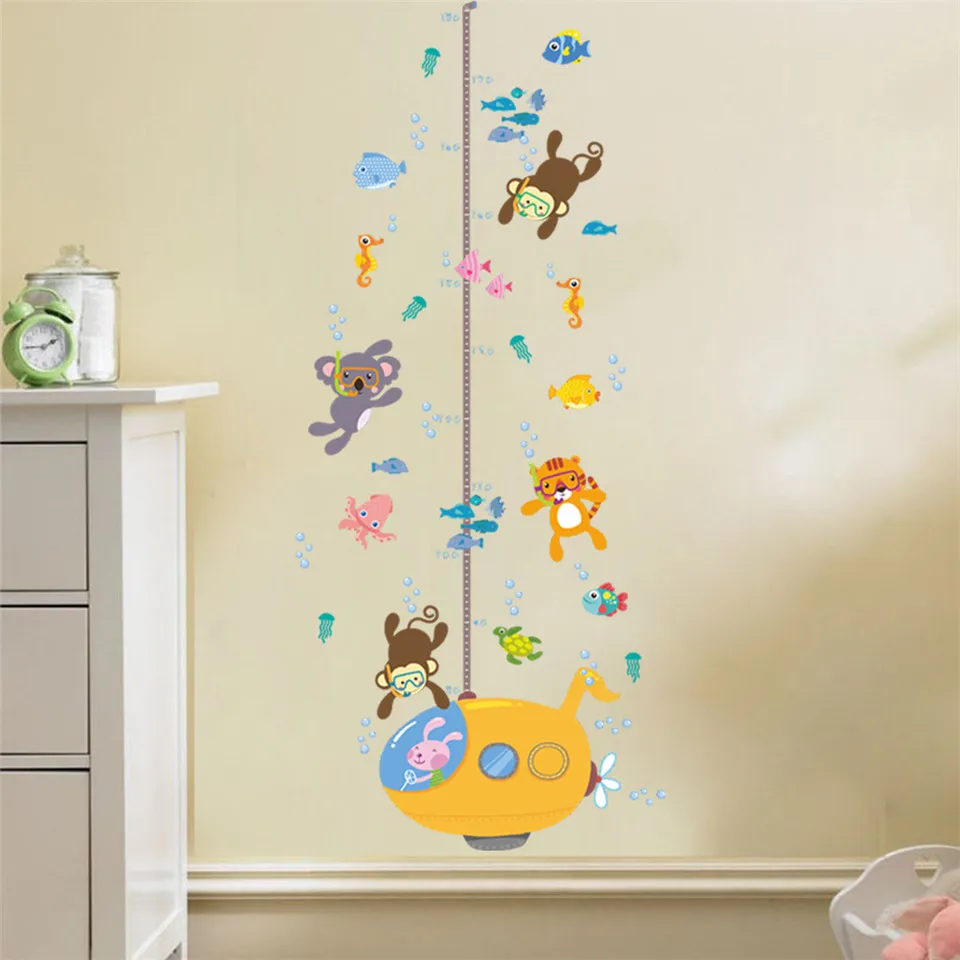 Cute Cartoon Height Sticker For Kids Room Boy Girl Bedroom Decoration height Measurement Ruler Self-adhesive Nursery Wall Murals