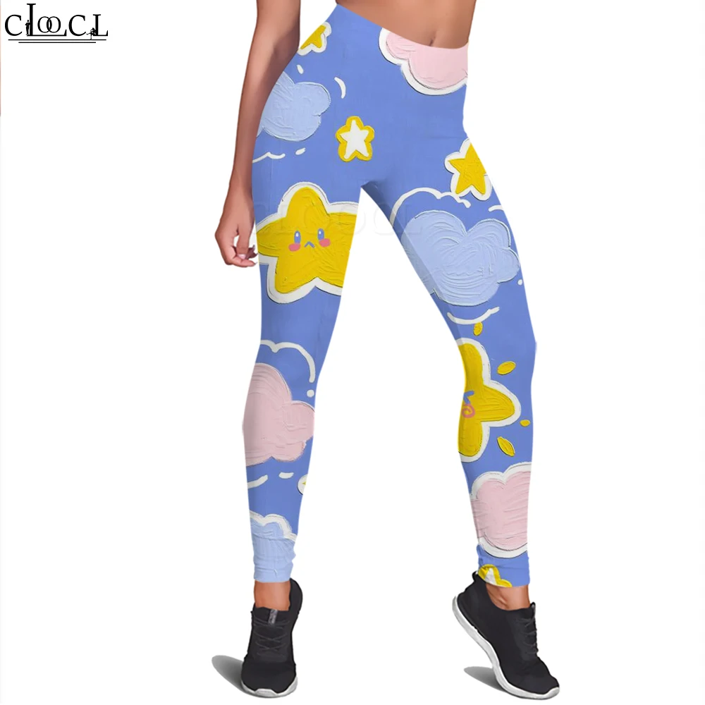 CLOOCL-mallas deportivas para mujer, mallas con estampado de cielo estrellado, pantalones sexys ajustados con realce y cintura elástica