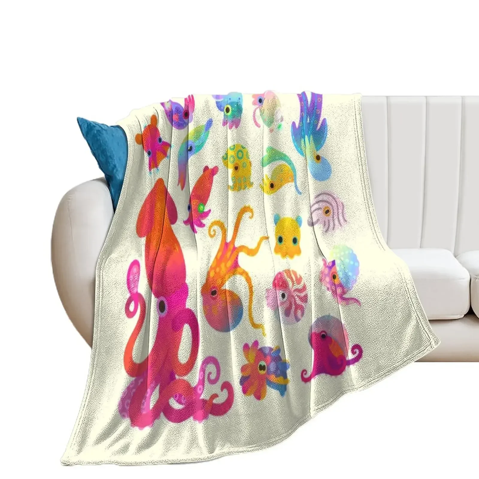 Cephalopod - pastel Throw Blanket wednesday For Baby Bed covers Soft Plaid Blankets