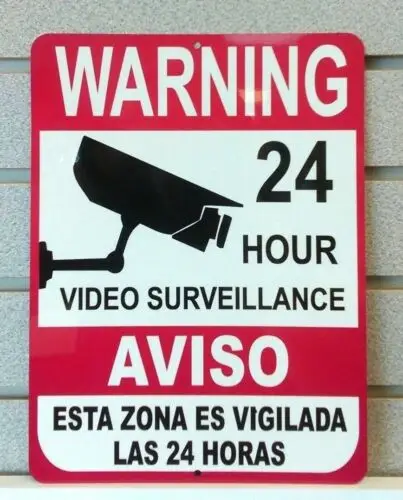 Warning 24 Hour Video Surveillance Poster Retro Tin Signs Metal Plate Wall Decor