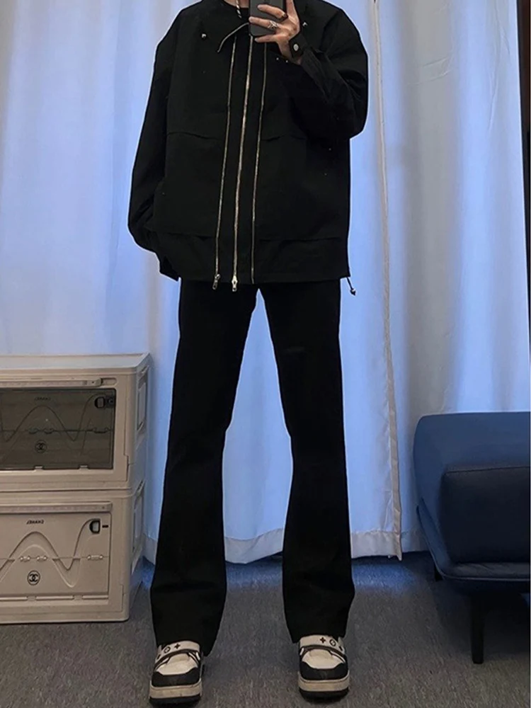 

Bla Fce Lined Slim Fit Straight Leg Jeans Men's Autumn Winter Thi Vibe Sle Bell Bot American High Street Jeans