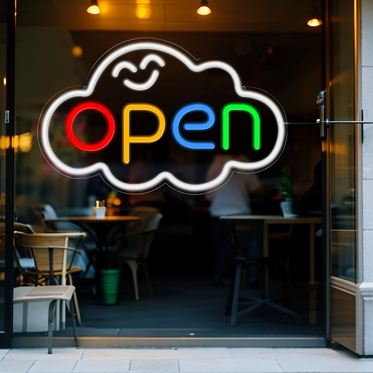 Open LED Neon Sign for Business USB Bright Neon Light Sign Switch Cloud for Stores Restaurants Offices Shops Storefronts Decor