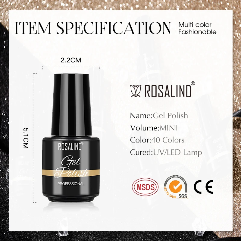 ROSALIND 8pcs Nail Gel Nail Polish Kit lacca Semi permanente UV smalto per unghie Base ibrida Top Coat fornitura professionale per Nail Art