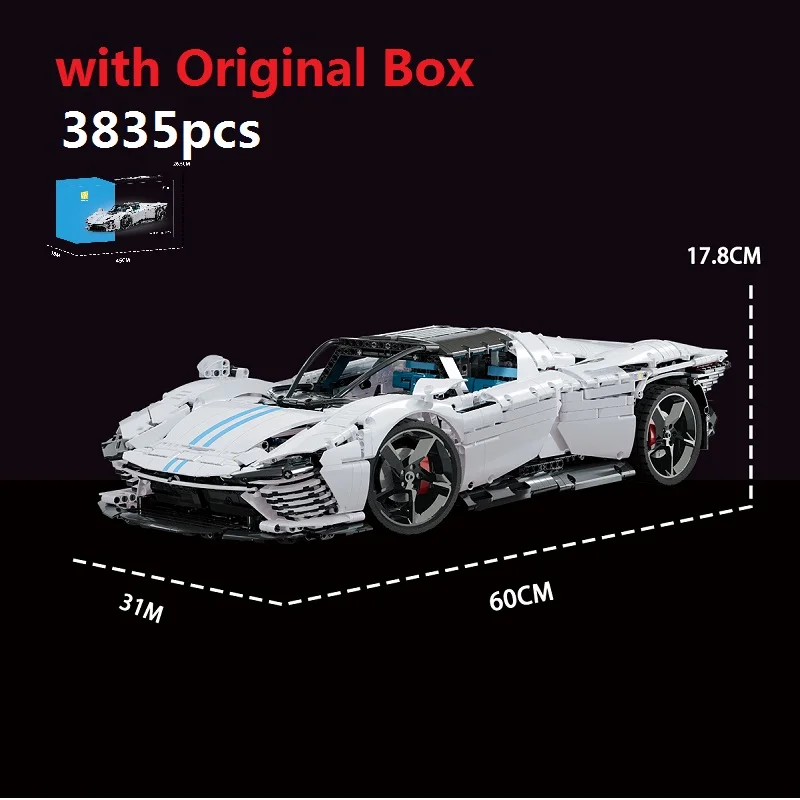 

Original Box Technical Devel Building Blocks MOC RC Supercar Sports Vehicle Model Kit Ornament Toy Adults Gift Sdesktop decora