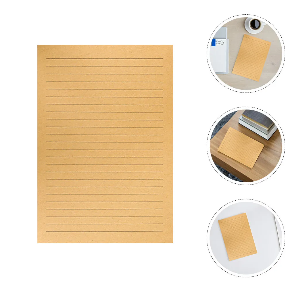 

50Pcs Retro Kraft Stationery Paper Vintage Lined Writing Letter Paper for Letters Calligraphy Sketching Invitations Poems
