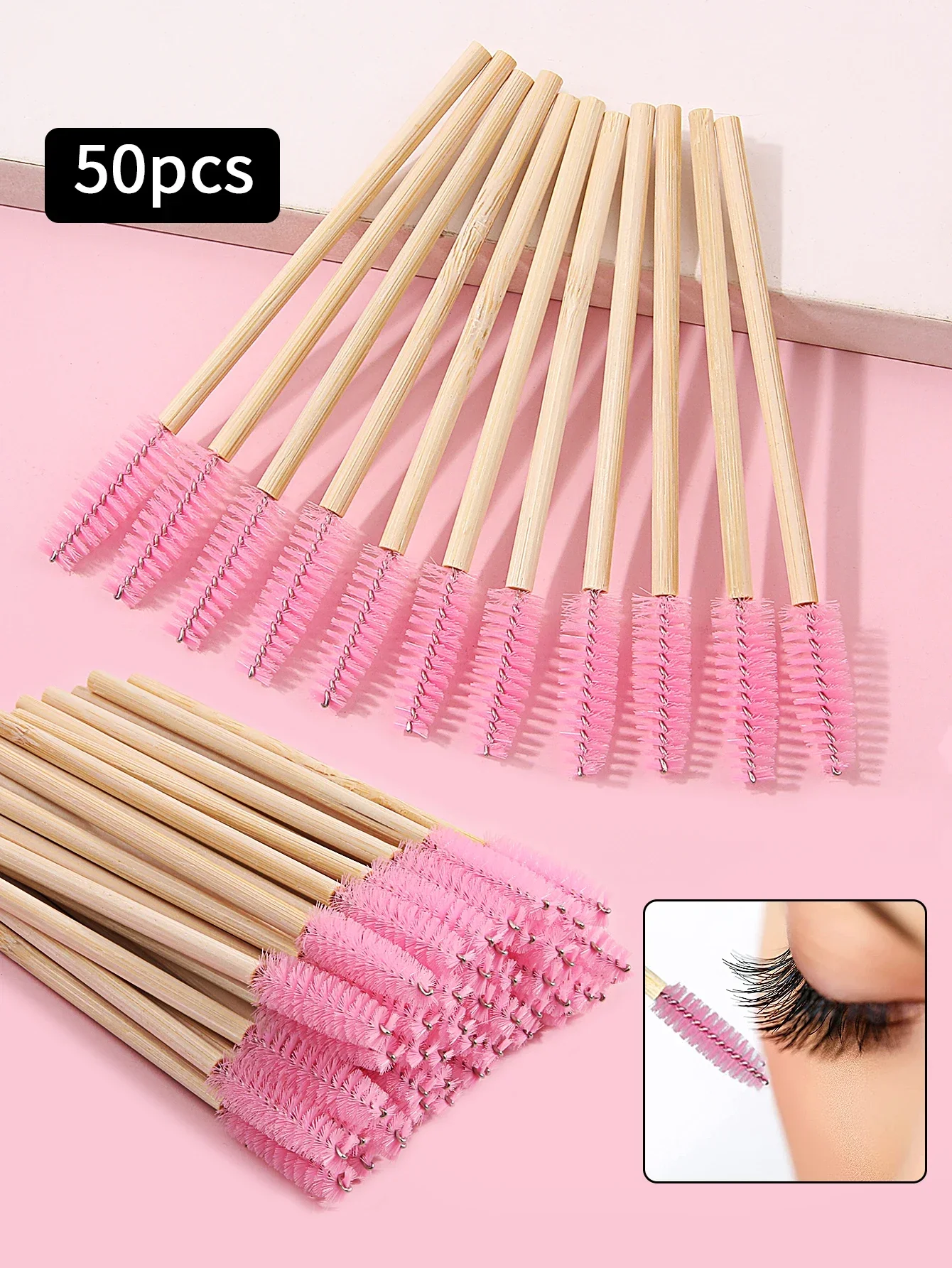 50 ชิ้นแปรงแต่งหน้าไม้ไผ่แปรงขนตา Eyelash Extension มาสคาร่า Applicators Eye Lash Curling Comb เครื่องมือแต่งหน้า