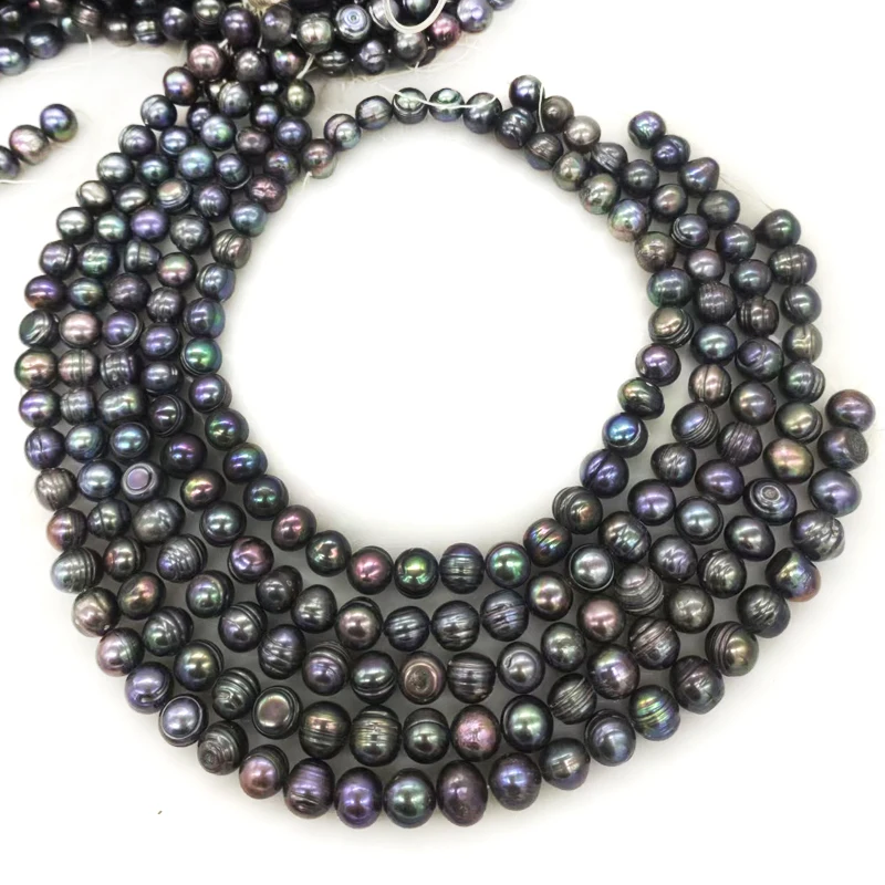 Wholesale 16 inches 10-11mm Black Natural Potato Pearls Loose Strand