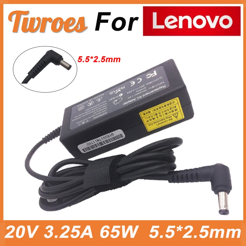 Laptop Charger 20V 3.25A 65W 5.5*2.5mm For Lenovo U130 U350 U310 U410 U430 U450 Y430 Y460 Z360 G230 G430 G360 notbook Adapter