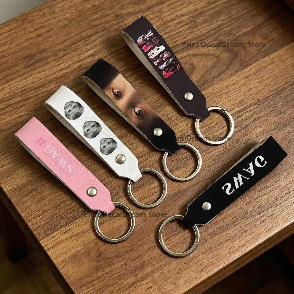 J-Justin Singer B-Bieber Car Key Chain Women Men Delicate Leather Pendant High-end Keychain Lovely Leather Rope Key Holder
