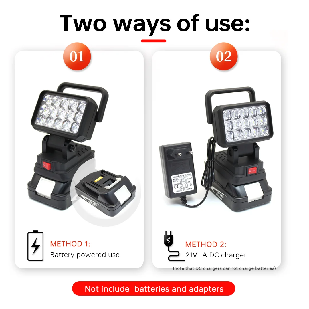 LED Working Light For Makita 18V Li-ion Battery LED Work Light  Flashlight Portable Emergency Flood Lamp Camping Lamp