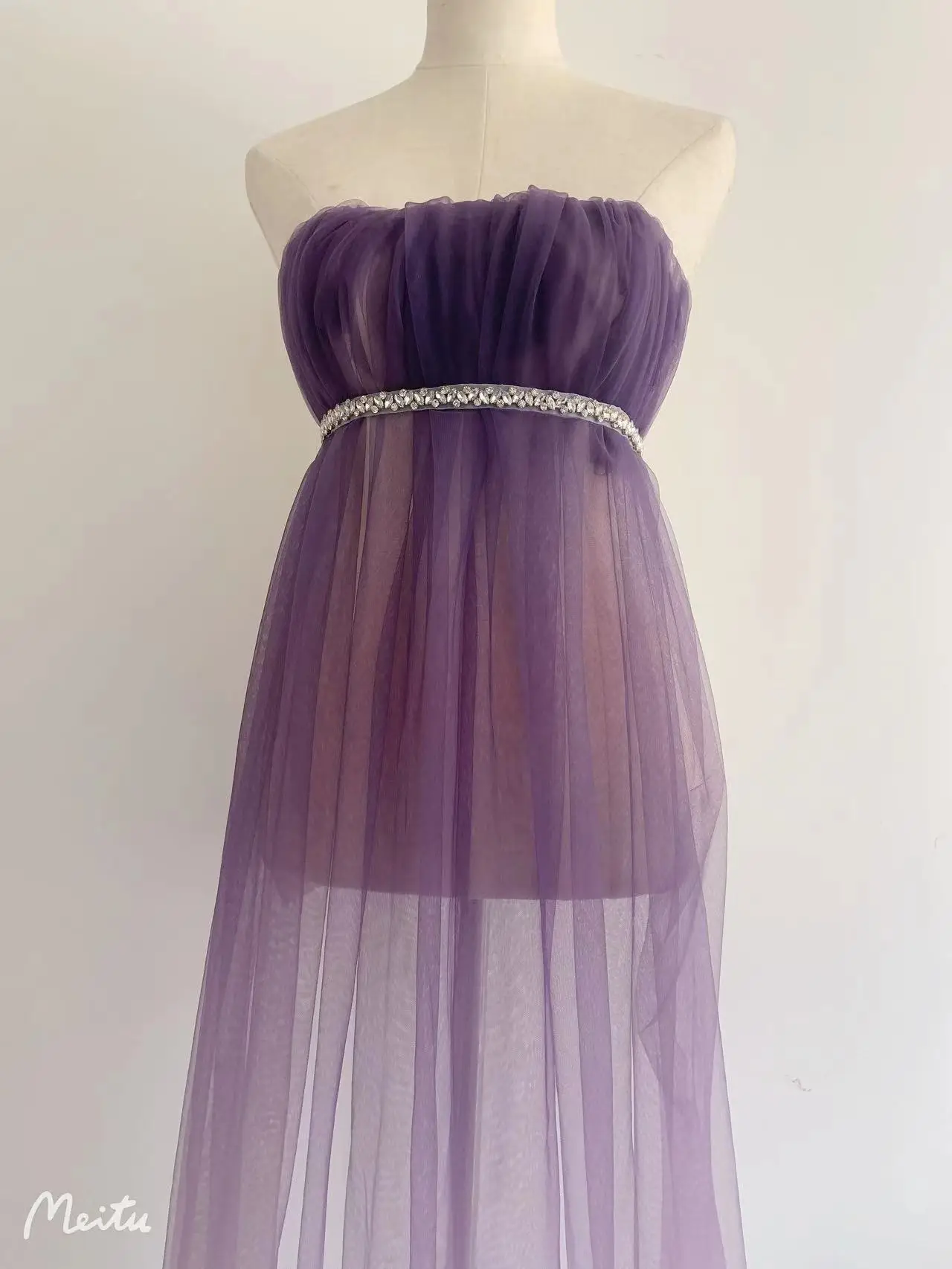 5 Yards Ombre Colors Purple to Off White Gradient Dip Dye Ramp Tulle Lace Fabric for Haute Wedding Dress,Bridal Decor Supplies