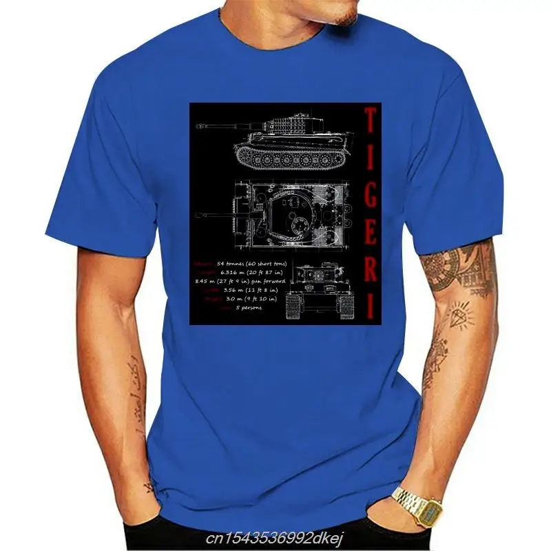 Tiger 1 Tank Blueprint Patent German Army Panzer WW2 Wehrmacht T-shirt  Men Women Cartoon Casual Short