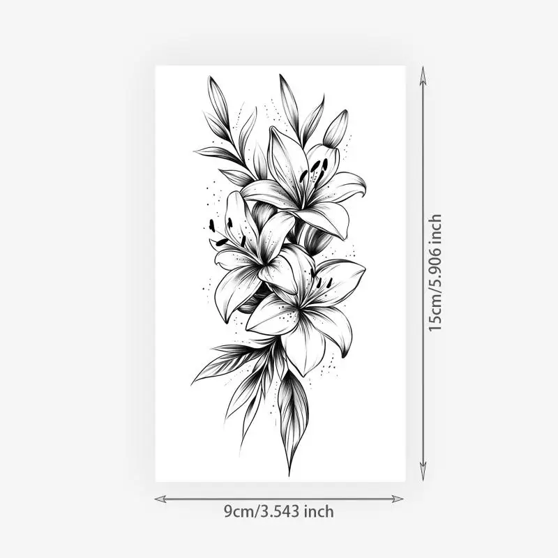 1 Sheet Flower Temporary Tattoo,Lasts To 15 Days Waterproof Semi Permanent Sticker,For Women's Holiday Parties