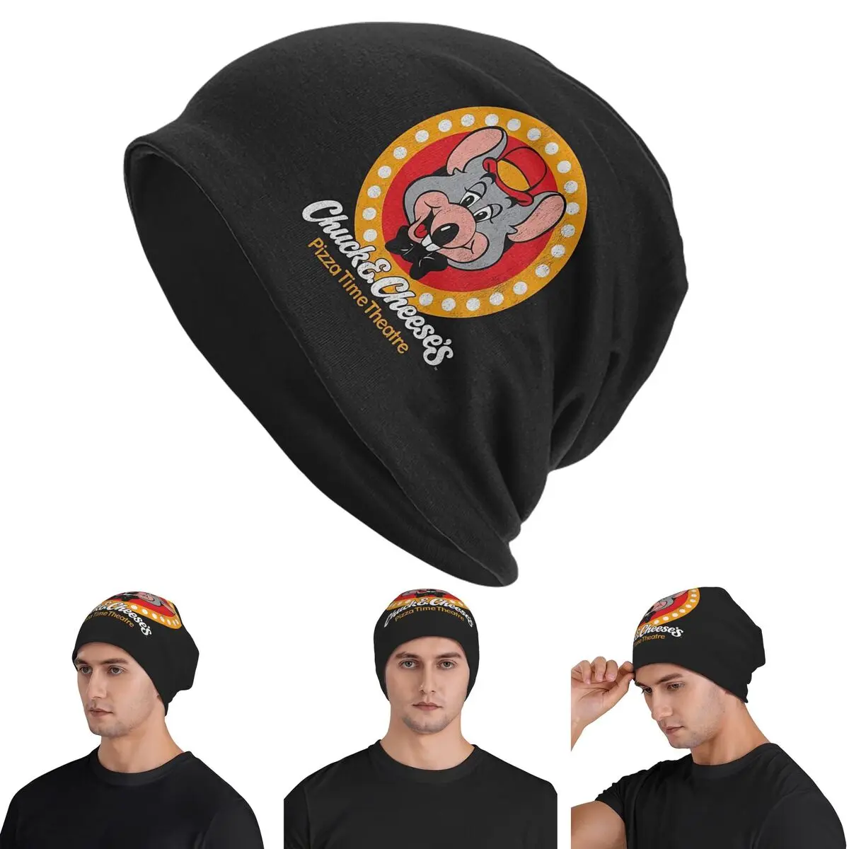 Chuck E Cheeses Pizza Time Theater  Men Women Adult Beanies Caps Knitted Bonnet Hat Warm Hip Hop Autumn Winter  Skullies Hats