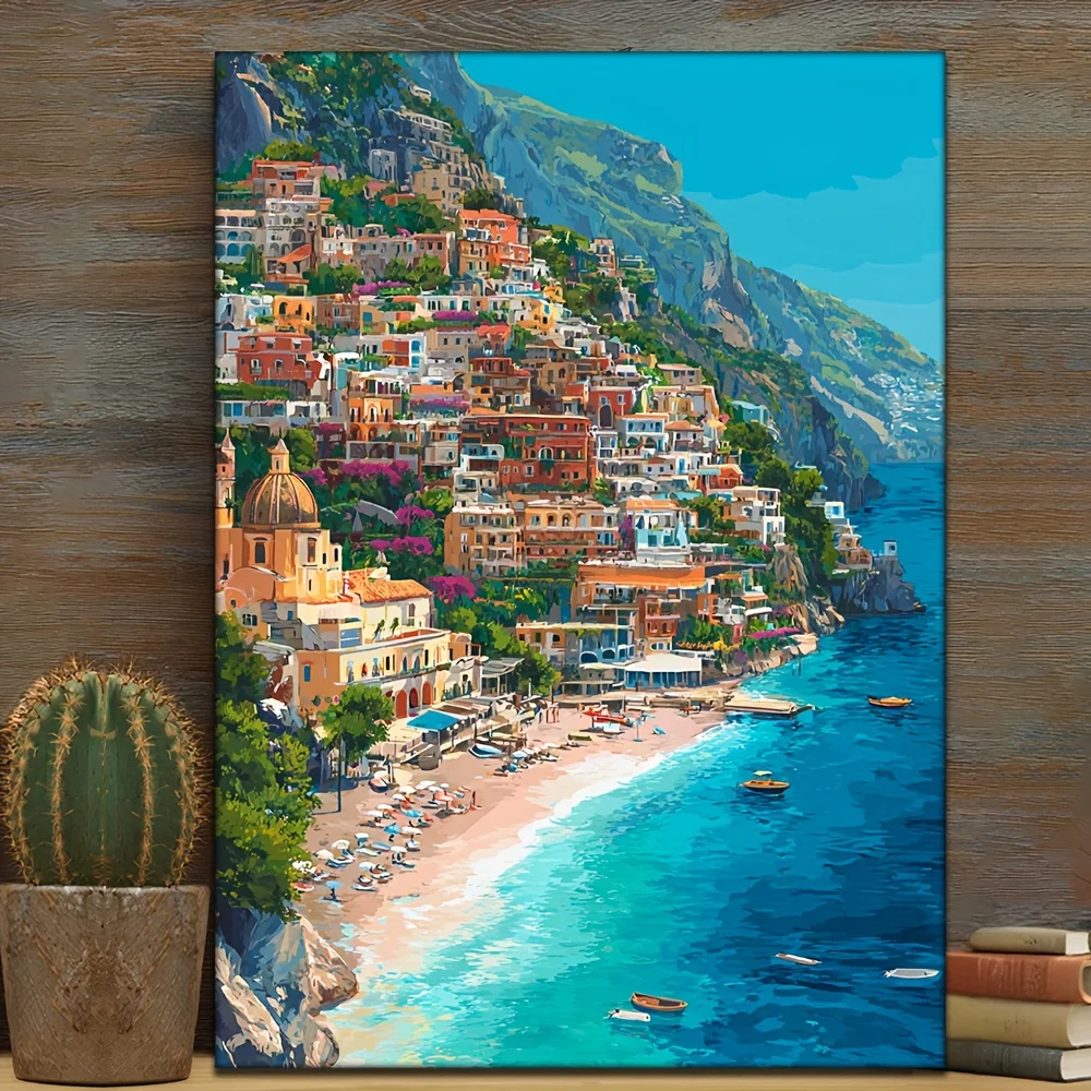 

500/1000/1200/2000PCS Puzzles for Adults Amalfi Coast Art Painting,Jigsaw Puzzles Brain Challenge Game Gift Home Decor