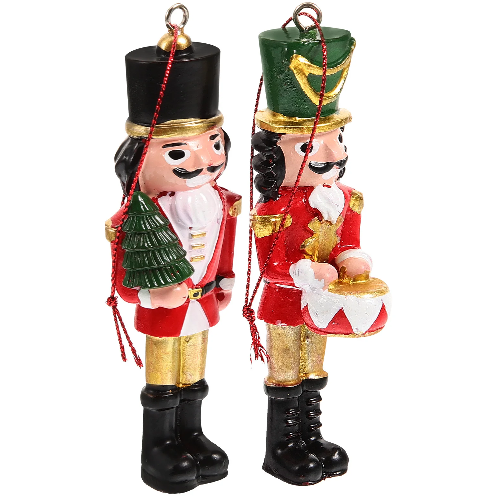 2 Pcs Resin Soldier Pendant Nutcracker Figure Figurine Hanging Decorations Mini Wreath