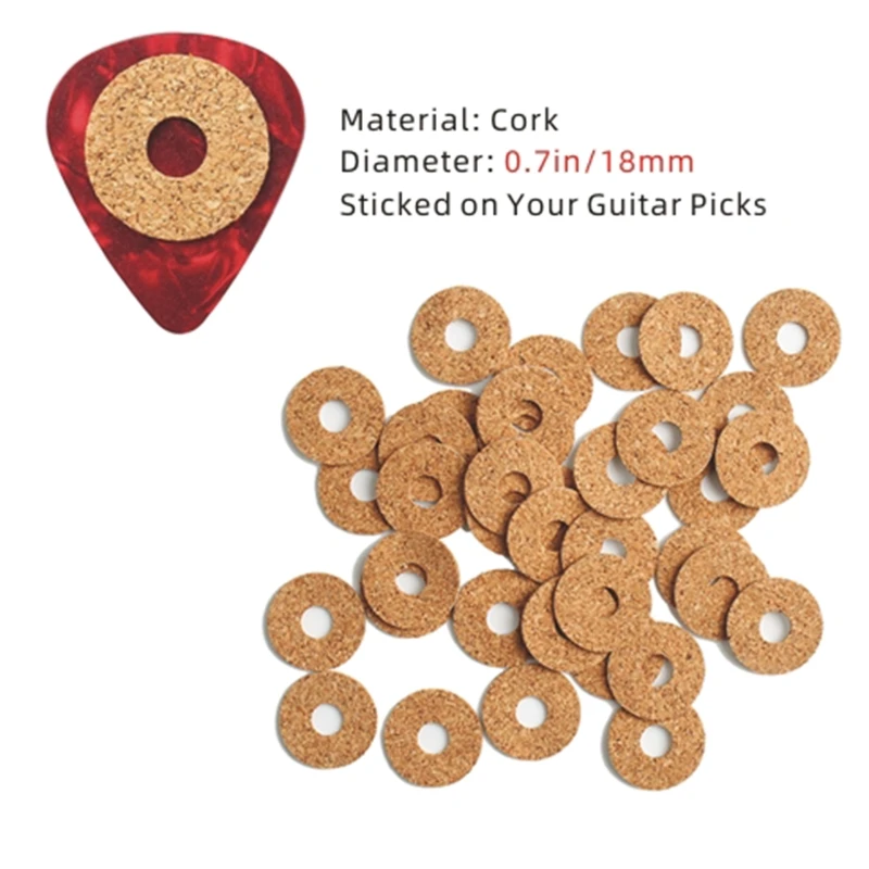 20Pcs Guitar Pick Cork Grip Anti-Skid Grips Plectrum Parts 18mm/0.70inch Tape Cork Sticked On Pick Prevent Slipping DropShipping