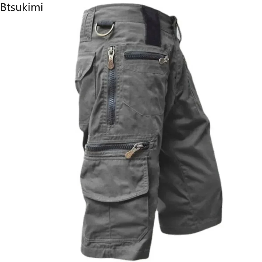 New Men's Military Cargo Shorts 2025 Summer Tactical Joggers Shorts Men 100% Cotton Loose Work Casual Short Pants Plus Size 5XL