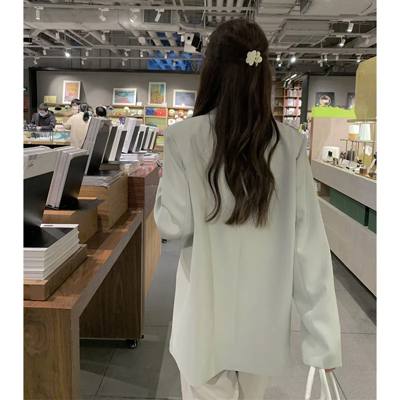 2022 Women Chic Office Lady Cardigan Blazer Vintage Coat Fashion Notched Collar Long Sleeve Ladies Outerwear Stylish Jacket Top