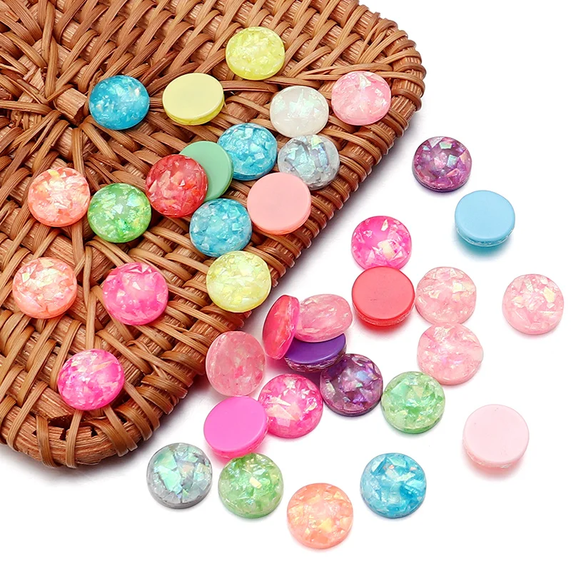 DC 50pcs/lot Resin Cabochons 6-12mm Multicolor Round Shape Spacer DIY Ring Earring Necklace Jewelry Finding Accessories