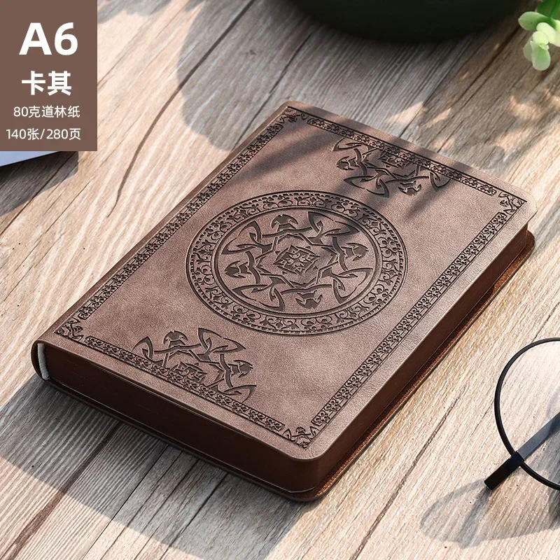 1pcs A6 Creative Portable Vintage Pattern PU Leather Notebook Diary Notepad Stationery Gift for Students Teachers Journaling