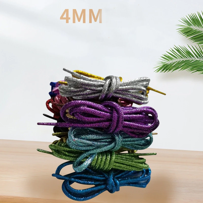 Fashion Glitter Gold Silver Thread Shoelaces Colorful Round Shoe laces for Athletic Running Sneakers Shoes Boot Shoelace Strings