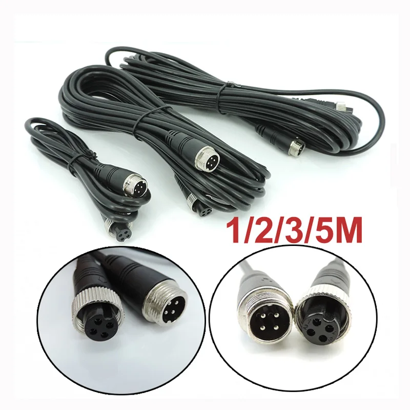 1/2/3/5M4Pin Male to Female Extension Cable GX-12 Aviation Wire Connector for CCTV Camera Security DVR