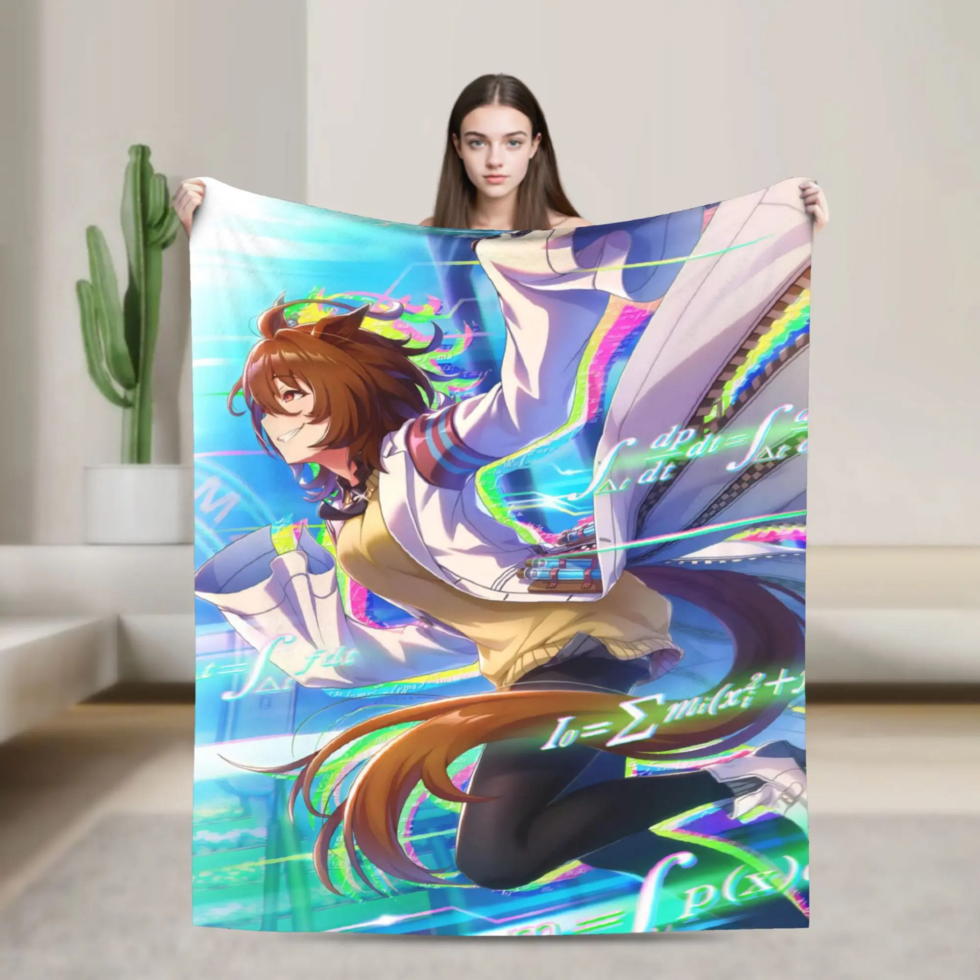 Agnes Tachyon Knitted Blanket Velvet Uma Musume Pretty Derby Super Soft Throw Blanket for Bedroom Sofa Bed Rug