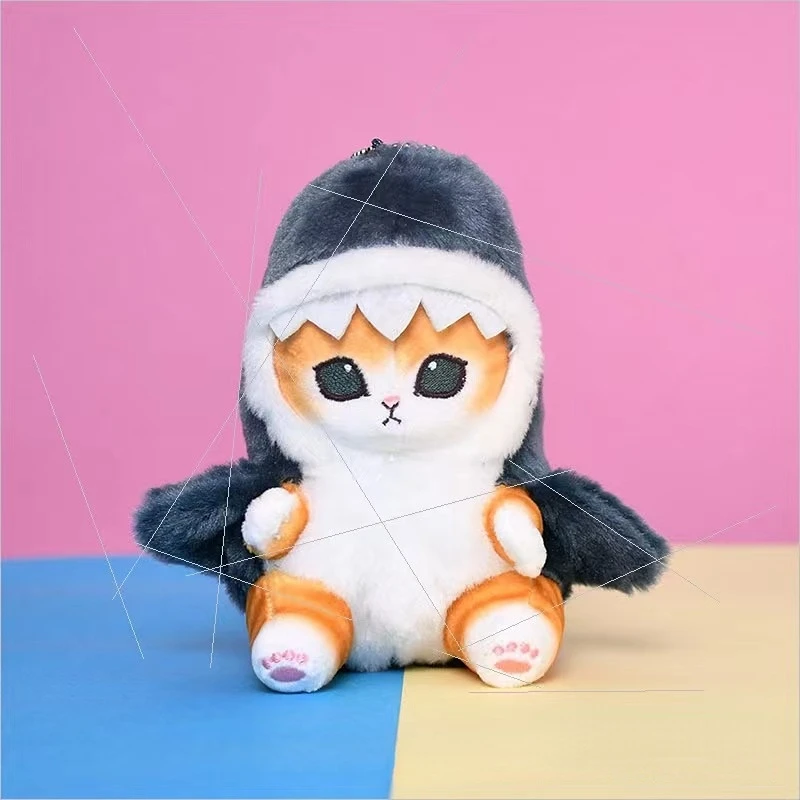 13cm Cute Shark Cat  Plush Doll Pendant Doll Kawaii Kids Girl Gift Toy Car Bag Decoration Pendant Backpack Decoration