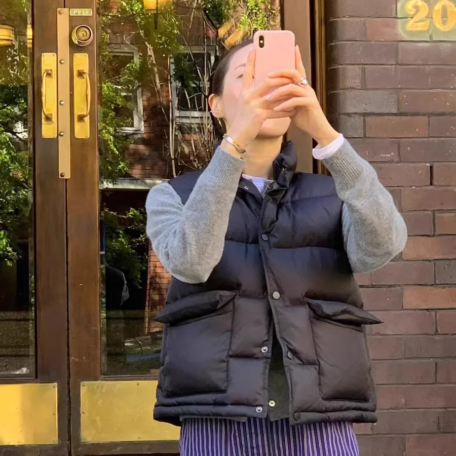 الدفء خفيفة الوزن Du down سترة Jaet الوقوف الياقة زر واحد Brunch الأبيض Du ريشة سترة معطف الكورية Sle المرأة... #4