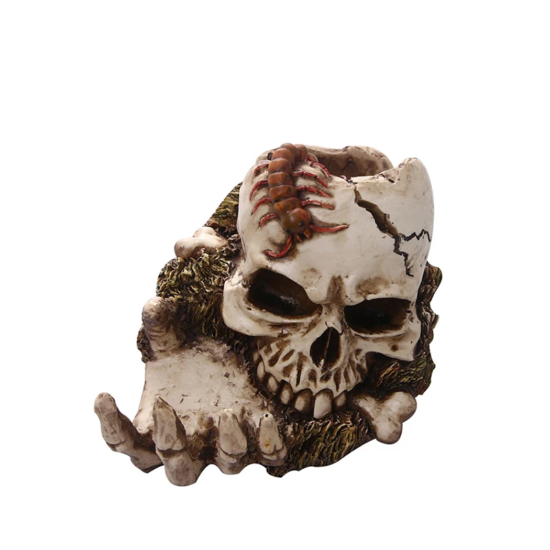 Resin Ash Holder Smoker Hand Skull Ashtray Figurine for Scary Halloween Decoration Cigarette Ashtray for Indoor Outdoor