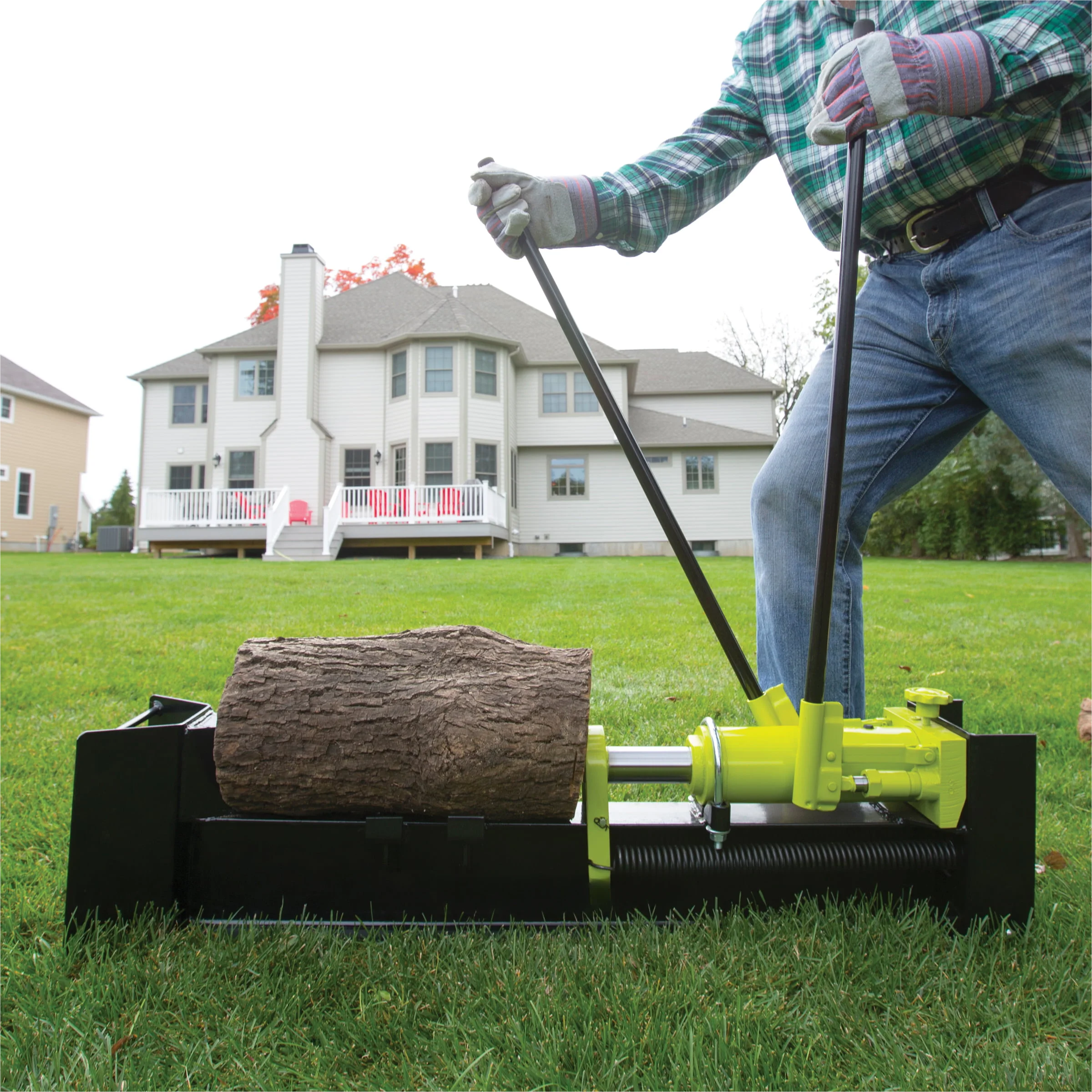 draulic Log Splitter, Built-in Wheels 10-Ton Easy To Use - No Gas Oil or Cords Durable Steel Construction