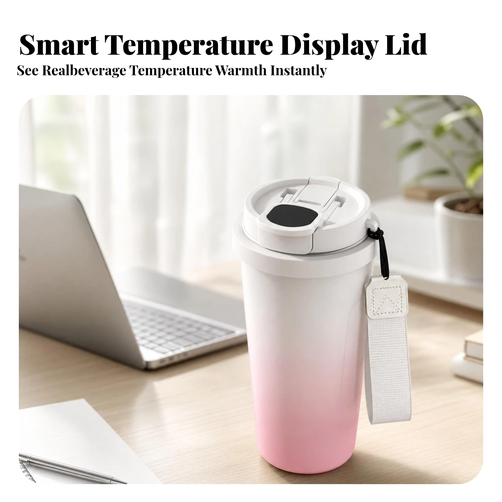 Electric Self-Stirring Cup Stainless Steel Inner Temperature Display Cup Rechargeable Electric Mug Wrist Strap